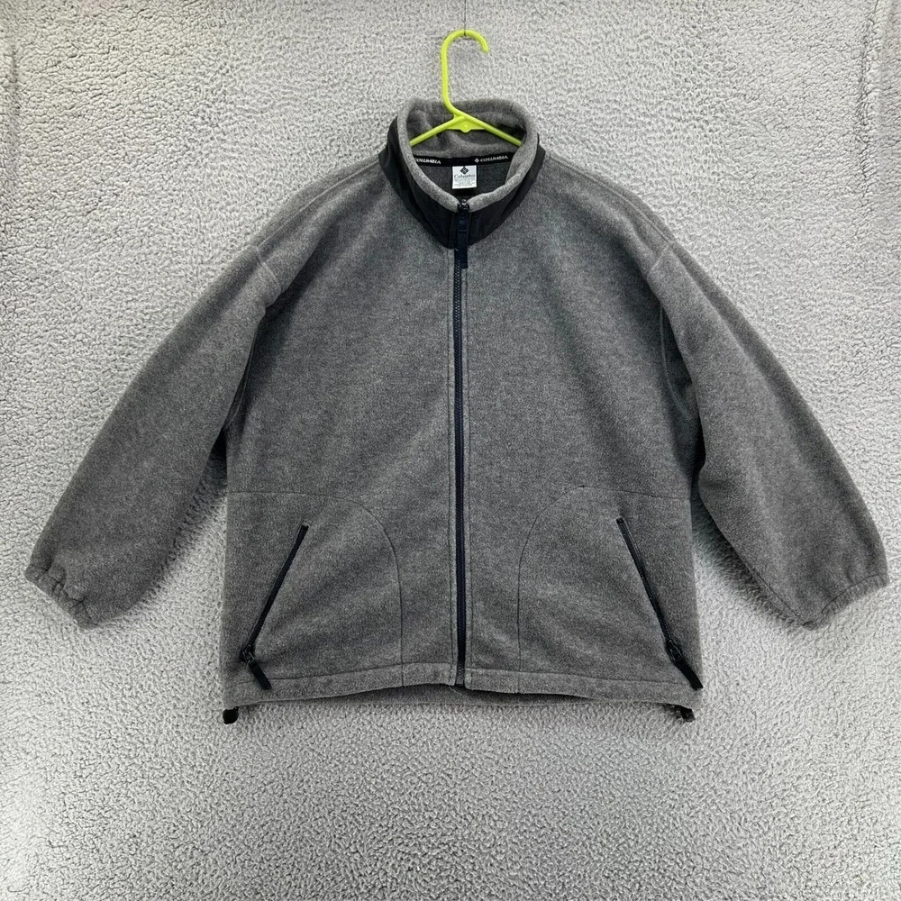 Vintage‎ COLUMBIA Jacket Women's XL Gray Full Zip Fleece Outdoor Hiking USA